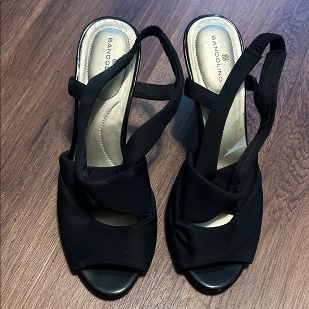 Bandolino Black Open-Toe Slingback Heels 7